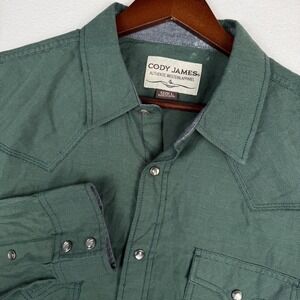 Cody James Men’s Green Western Pearl Snap-Front Shirt, Mens, Large